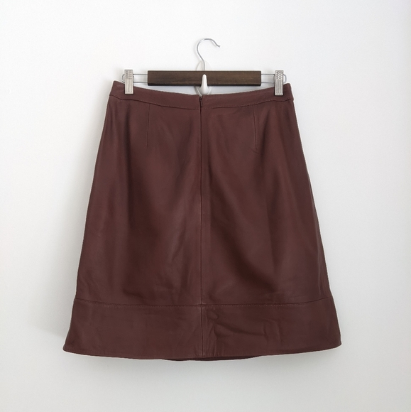 HALOGEN® A-Line Leather Skirt, Brown, 8 - Picture 7 of 11